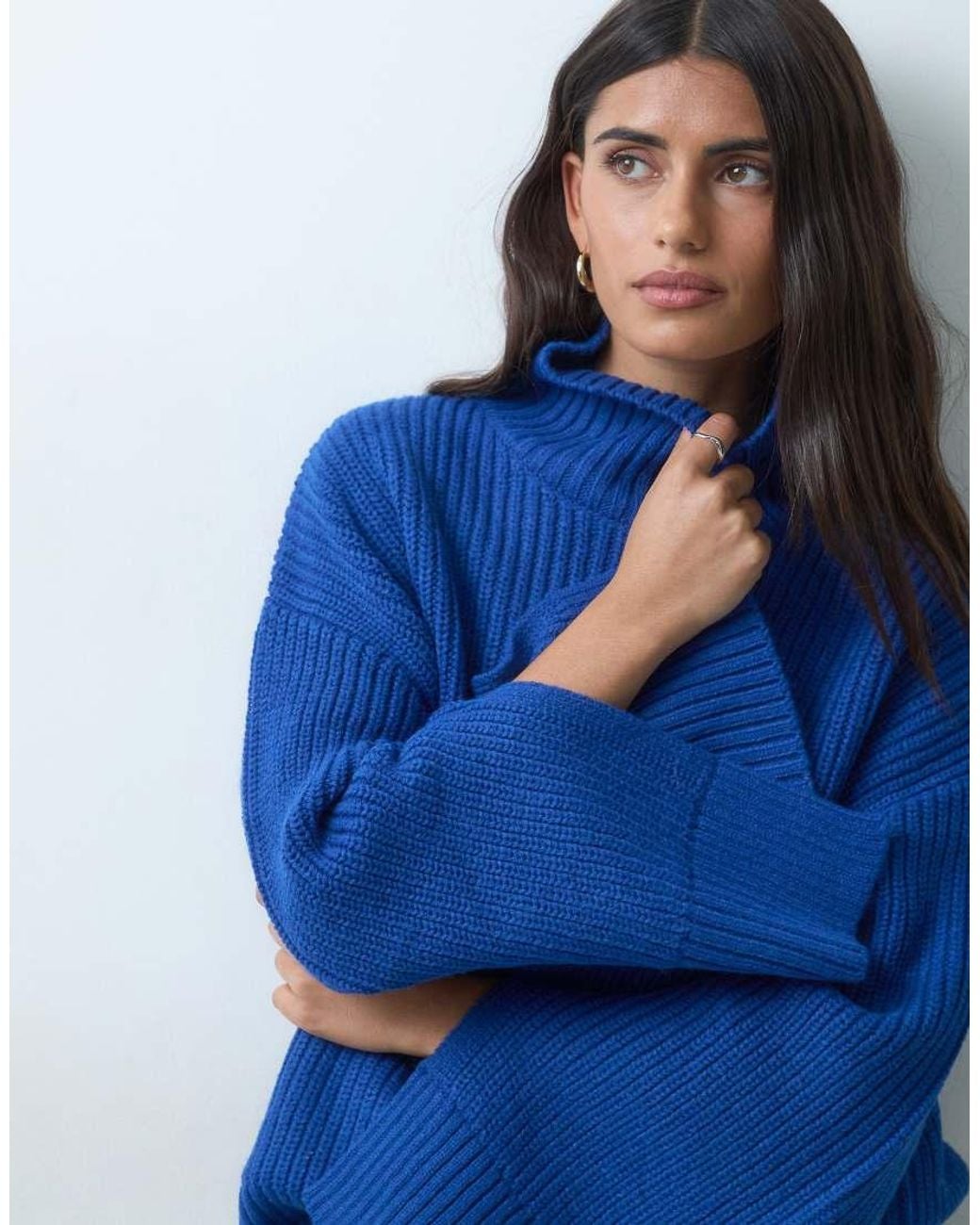 Gina Tricot Blue Knitted Turtleneck Sweater