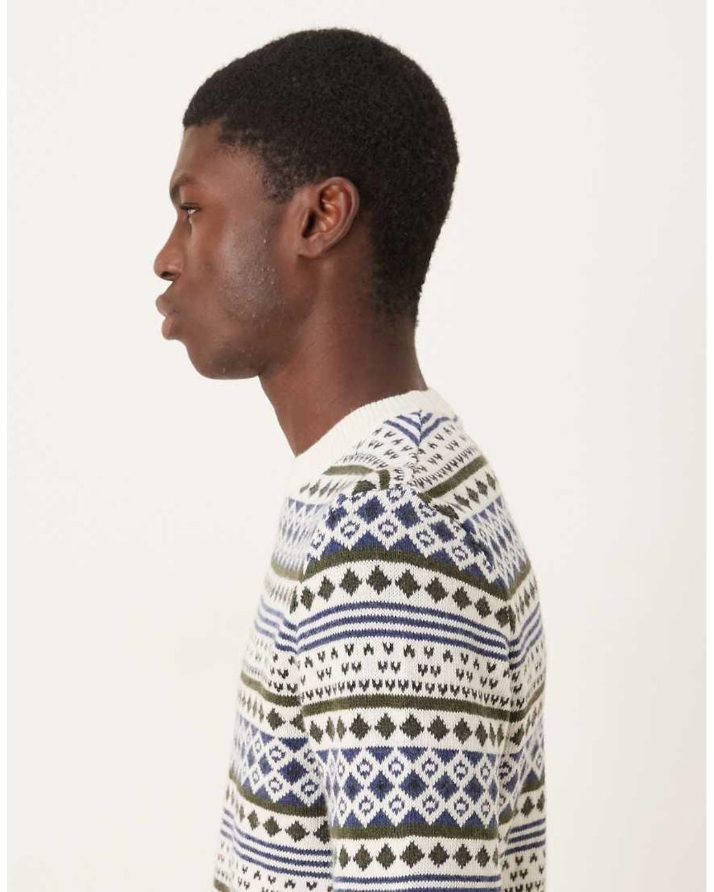 Barbour Natural Easdale Fair Isle Crew Neck Sweater for men