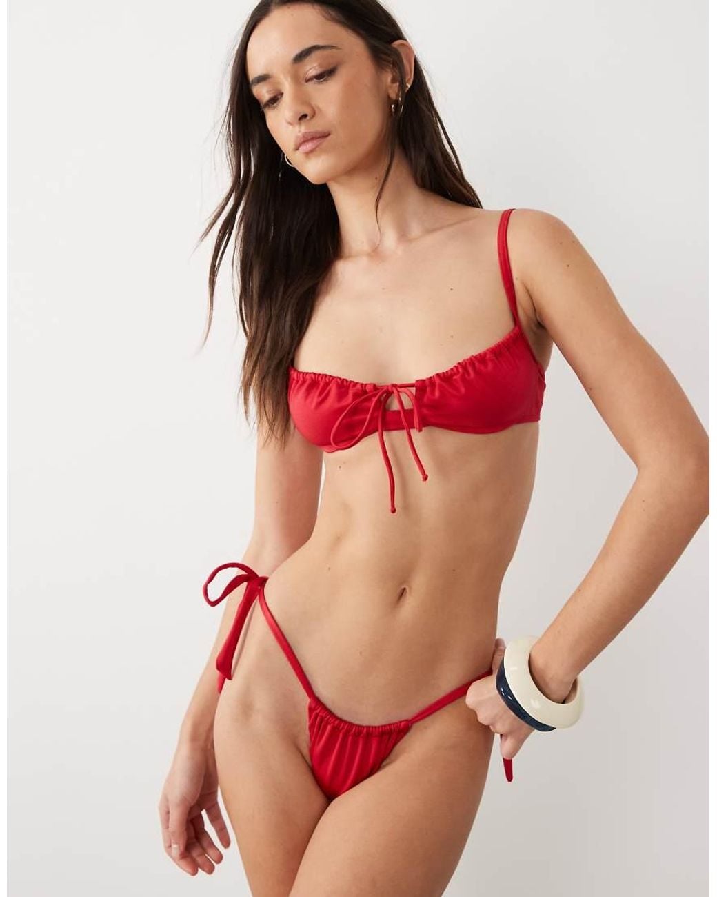 Free Society Brown Tie Side Bikini Bottoms