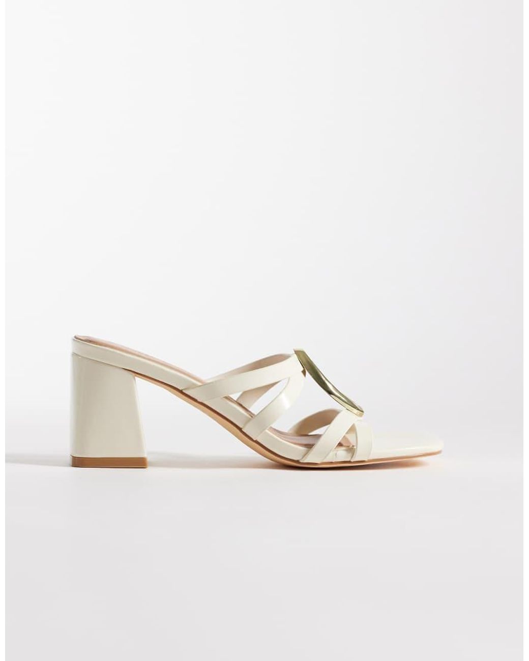 New Look Natural Pu Gold Trim Mules