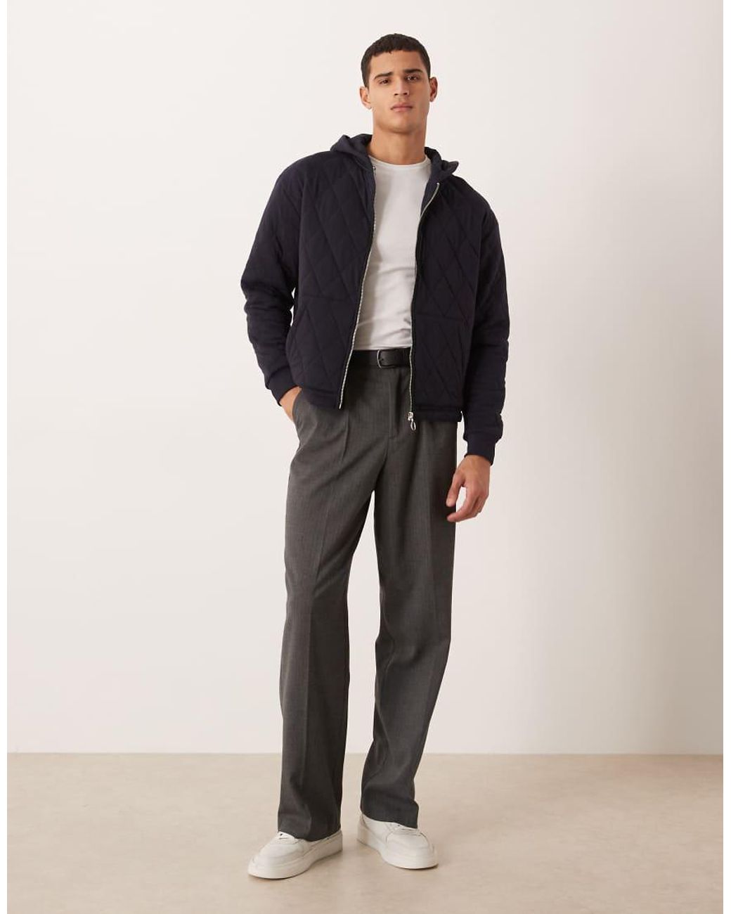 ASOS Blue Boxy Relaxed Quilted Zip-through for men