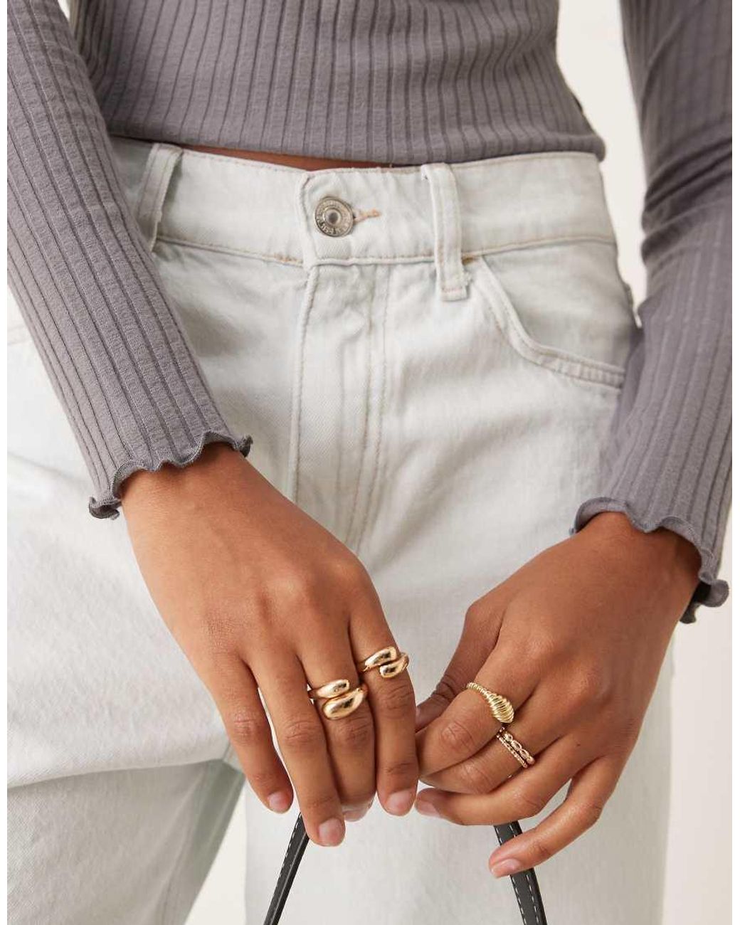 Jdy Gray High Neck Long Sleeve Top