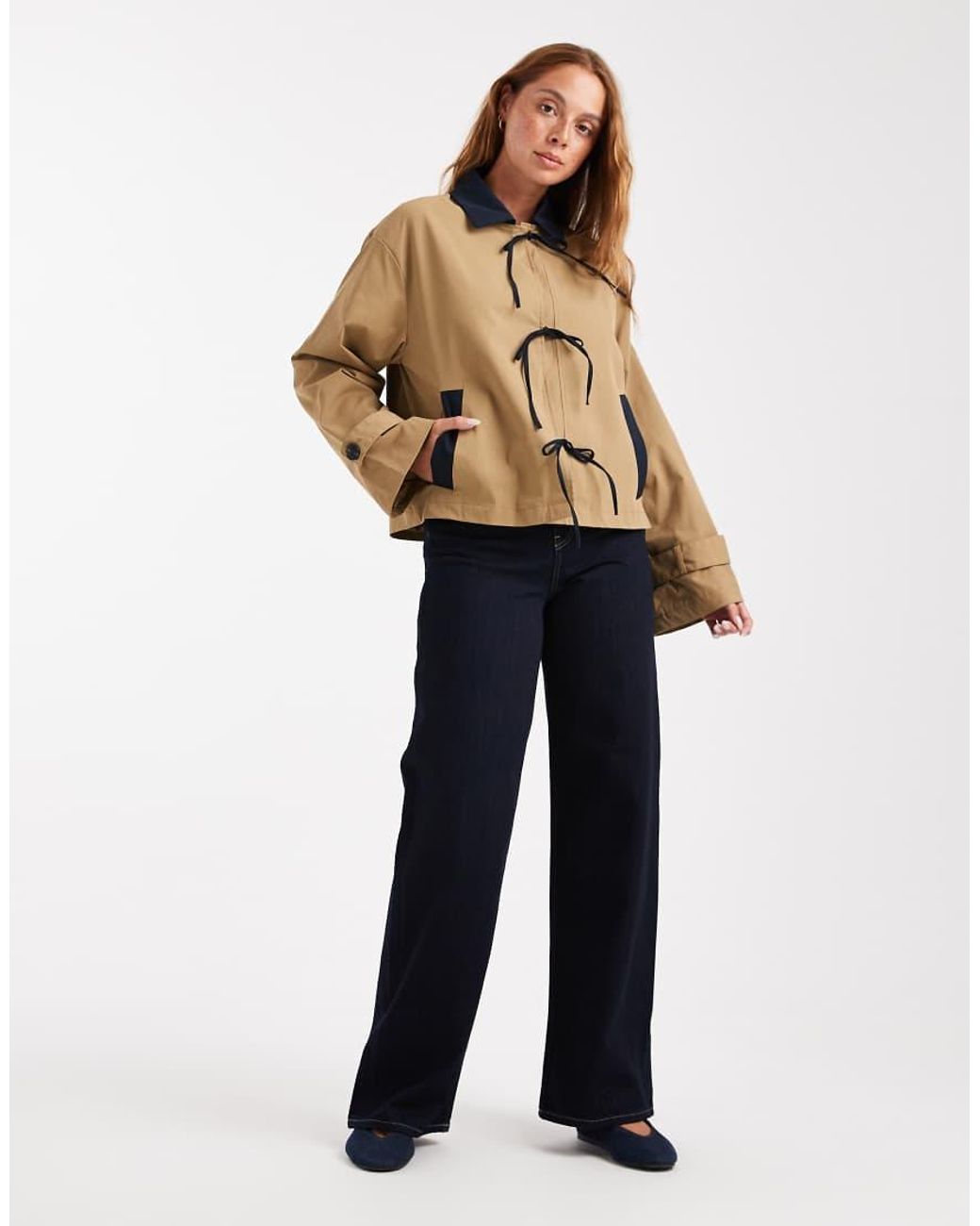 ONLY Natural Tie Front Short Trench Coat