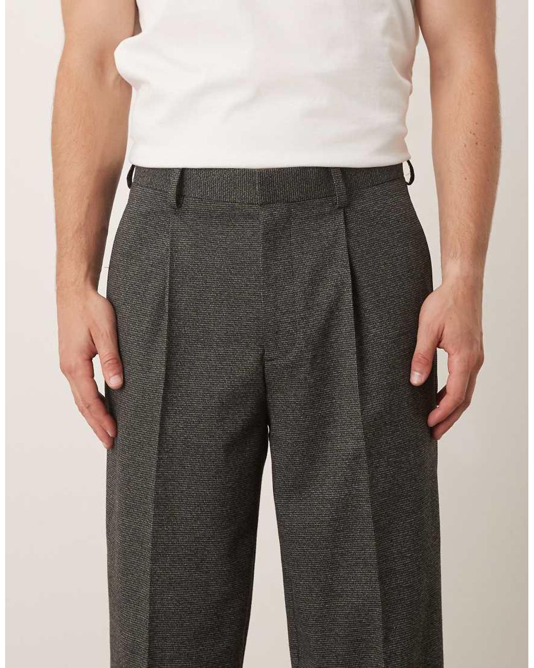 ASOS Black Pleated Oversized Tapered Dress Pants for men