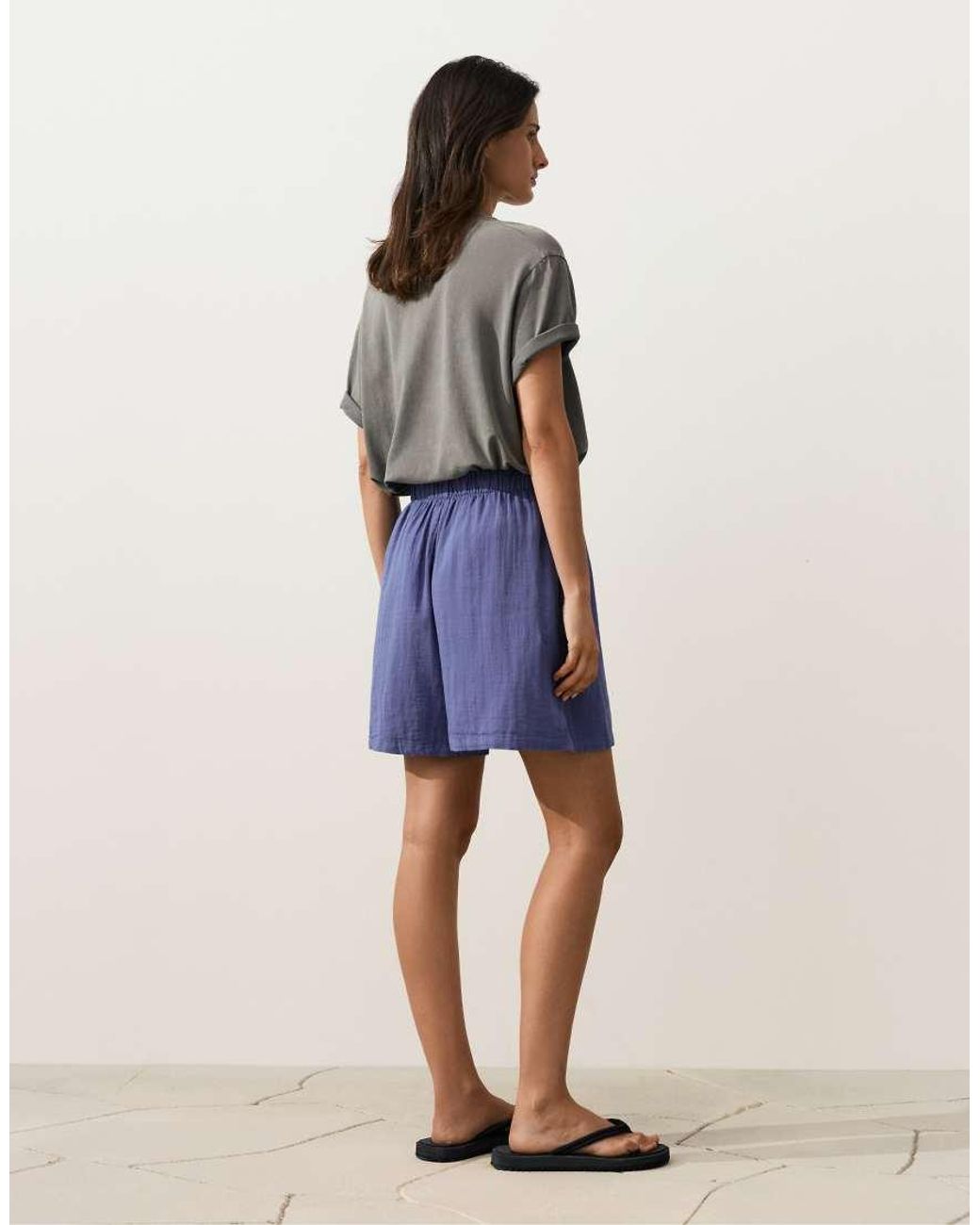 Oysho Blue 100% Cotton Bermuda Shorts