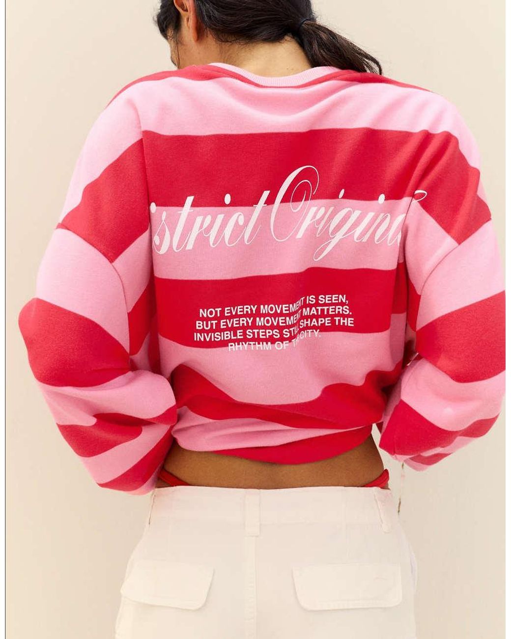 Pull&Bear Red Oversize Striped Sweatshirt