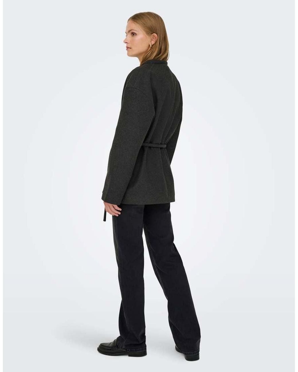 ONLY Black Fox-trillion Belted V-neck Jacket