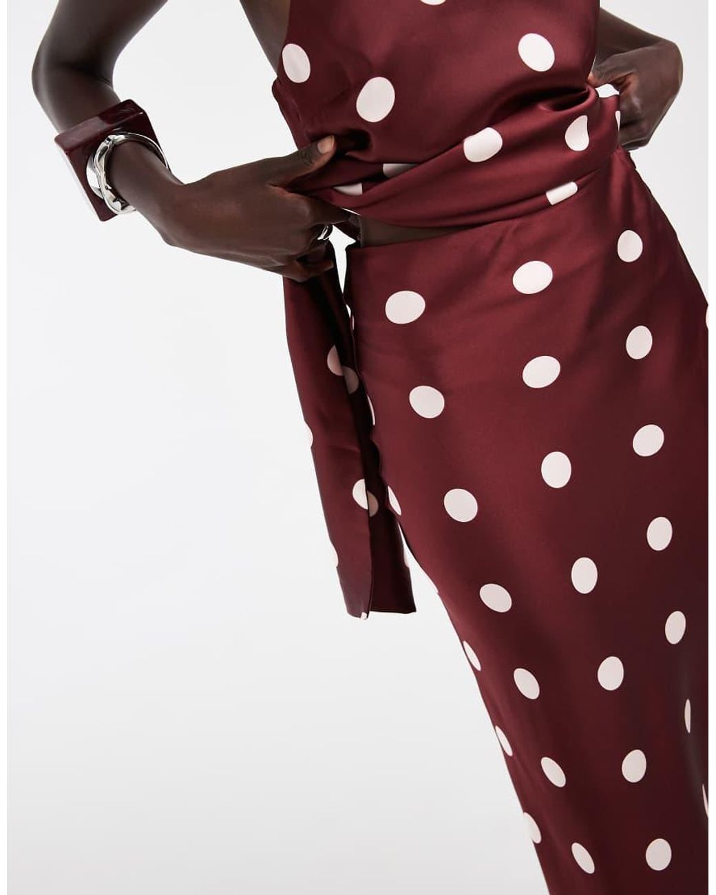 4th & Reckless Red Satin Column Maxi Skirt Co-Ord