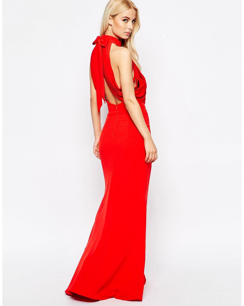 Jarlo High Neck Cold Shoulder Maxi Dress in Red Lyst Canada