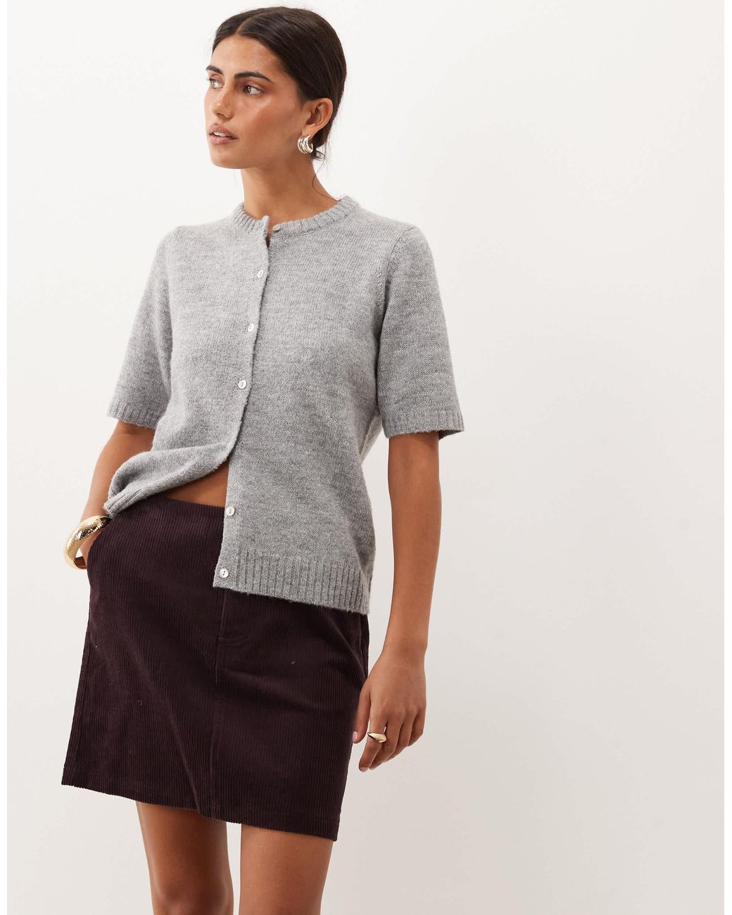 Threadbare Natural Cord Mini Skirt