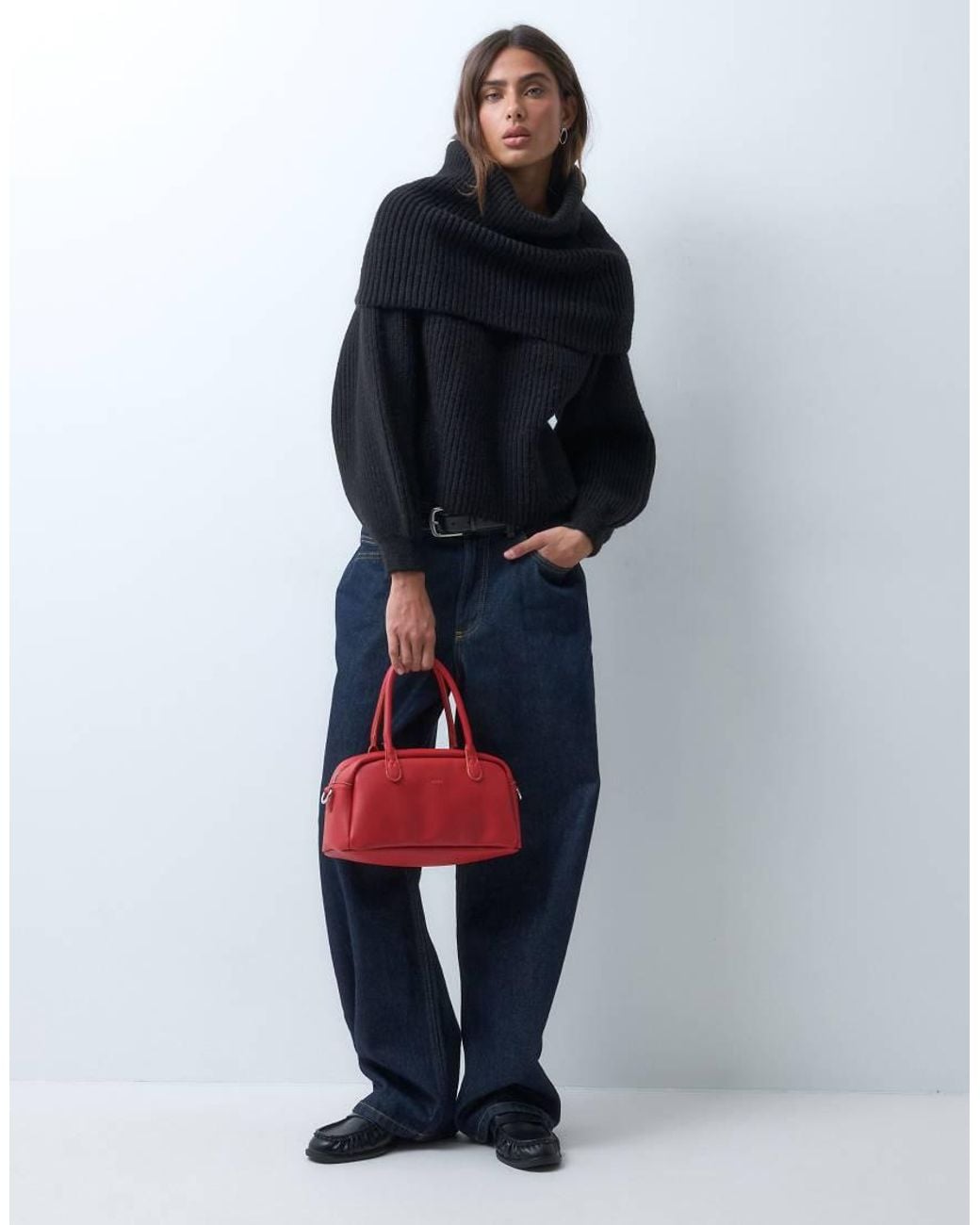 ASOS Blue Knitted Extreme Slouchy Hood Jumper