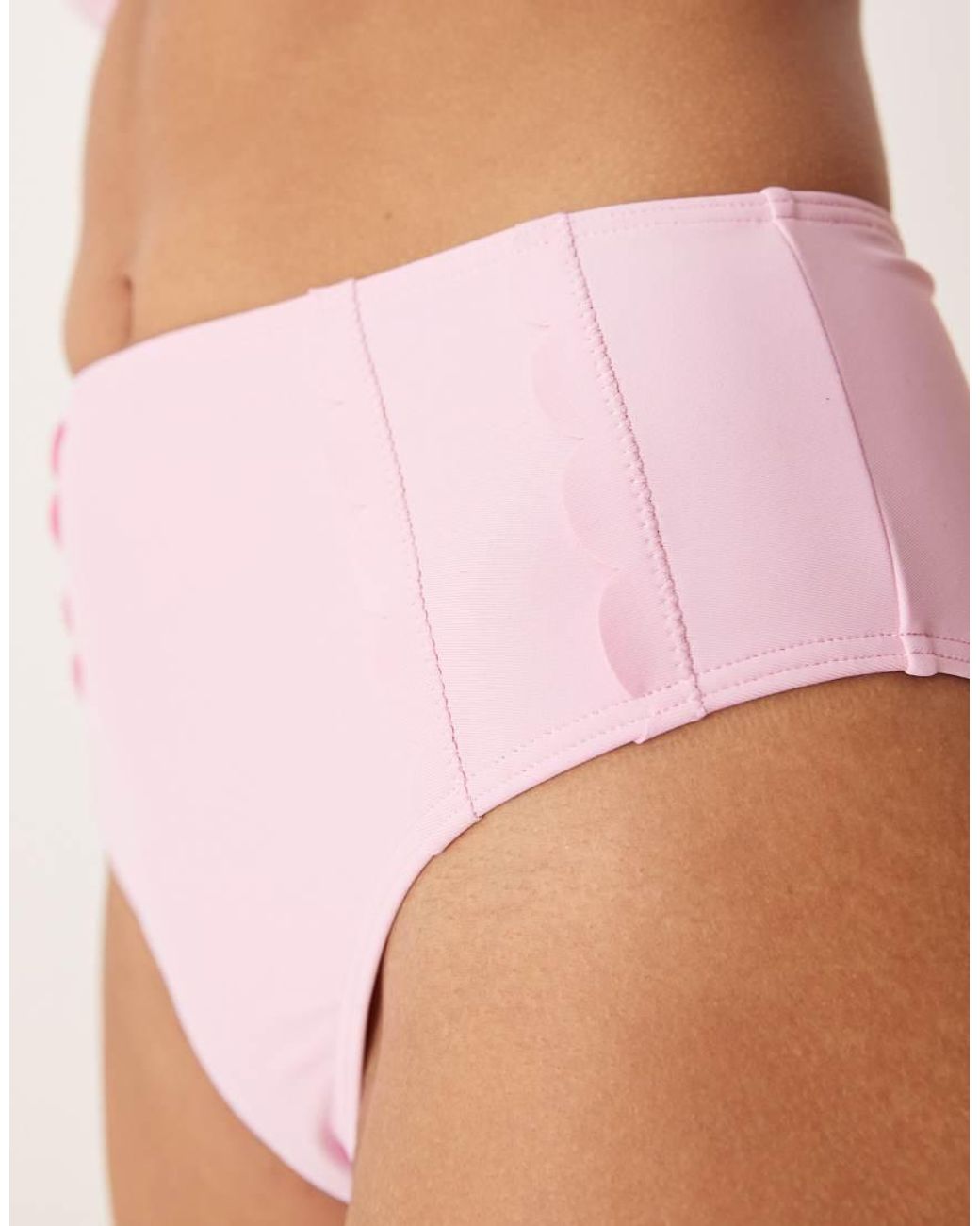 Peek & Beau Brown High Waist Bikini Bottom With Double Scallop Detail