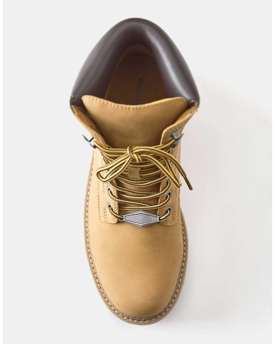 Pull&Bear Brown Lace-up Boots With Detail for men