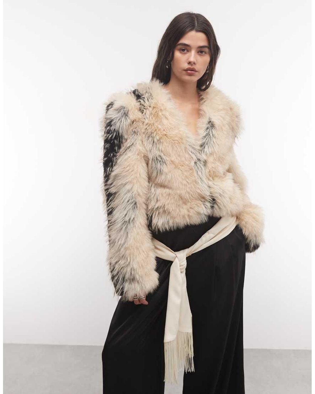 ASOS Black Satin Fringe Tie Scarf