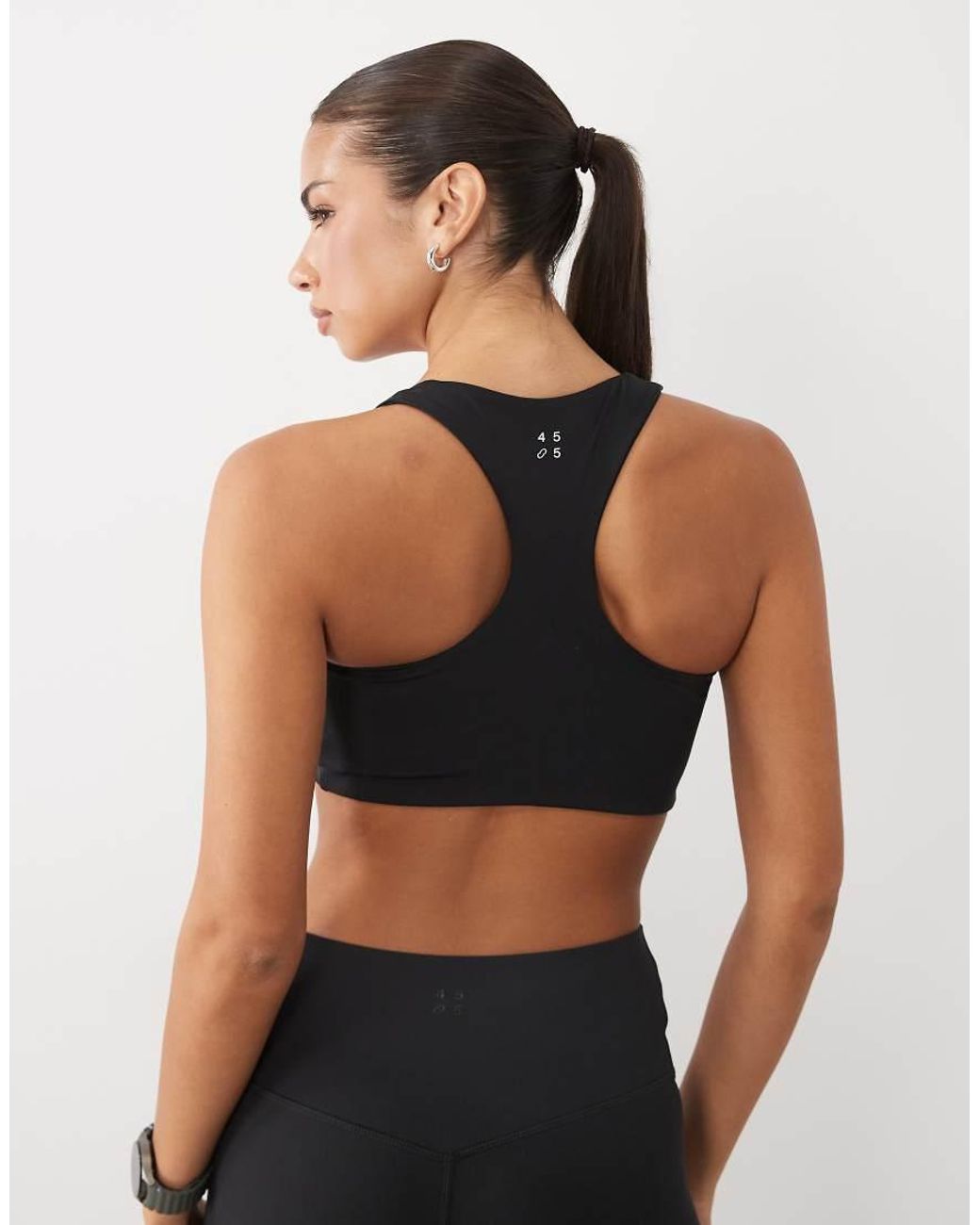 4505 Black Active V-neck Racer Back Medium Support Sports Bra