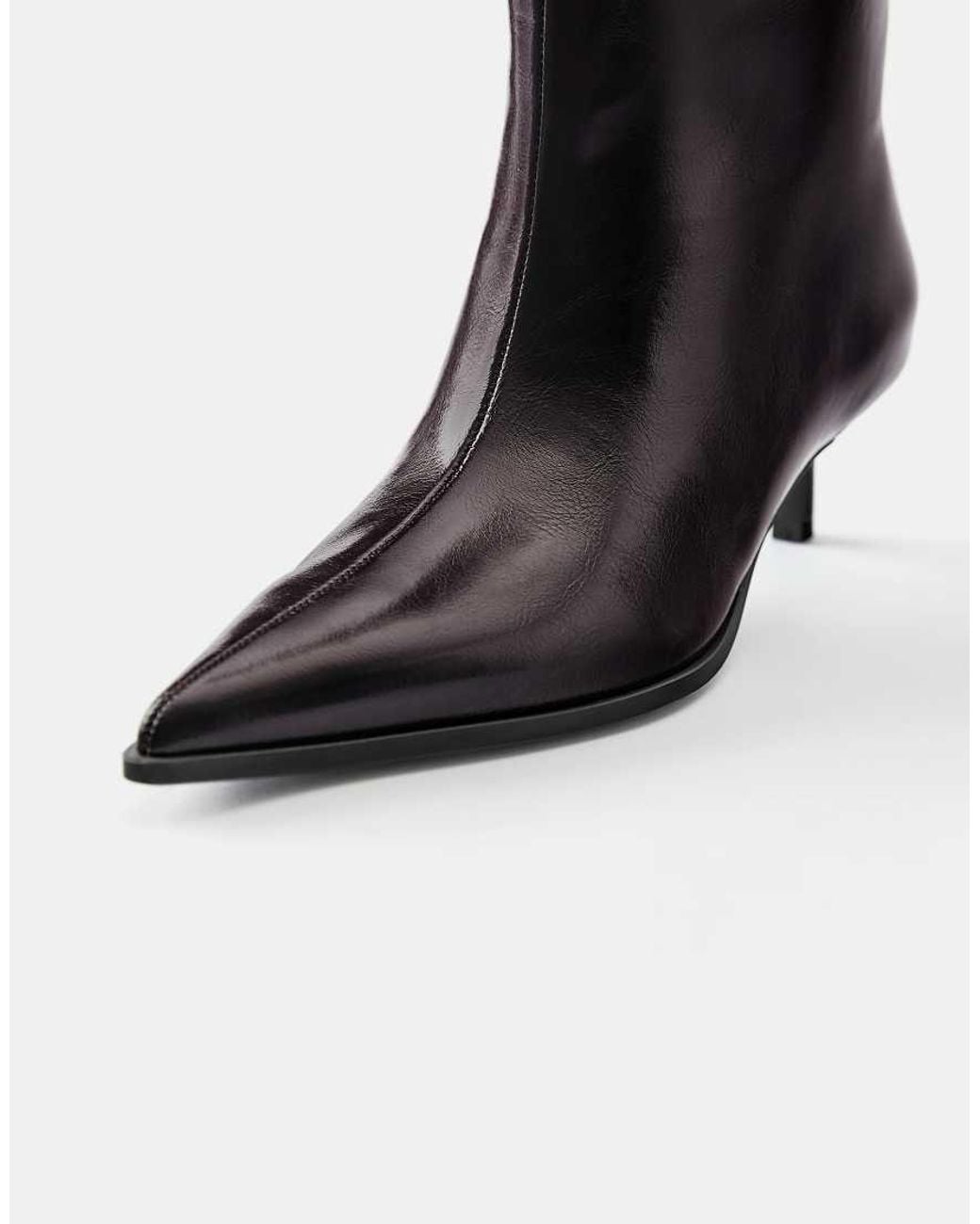 Pull&Bear Black Tall Kitten Heel Boots