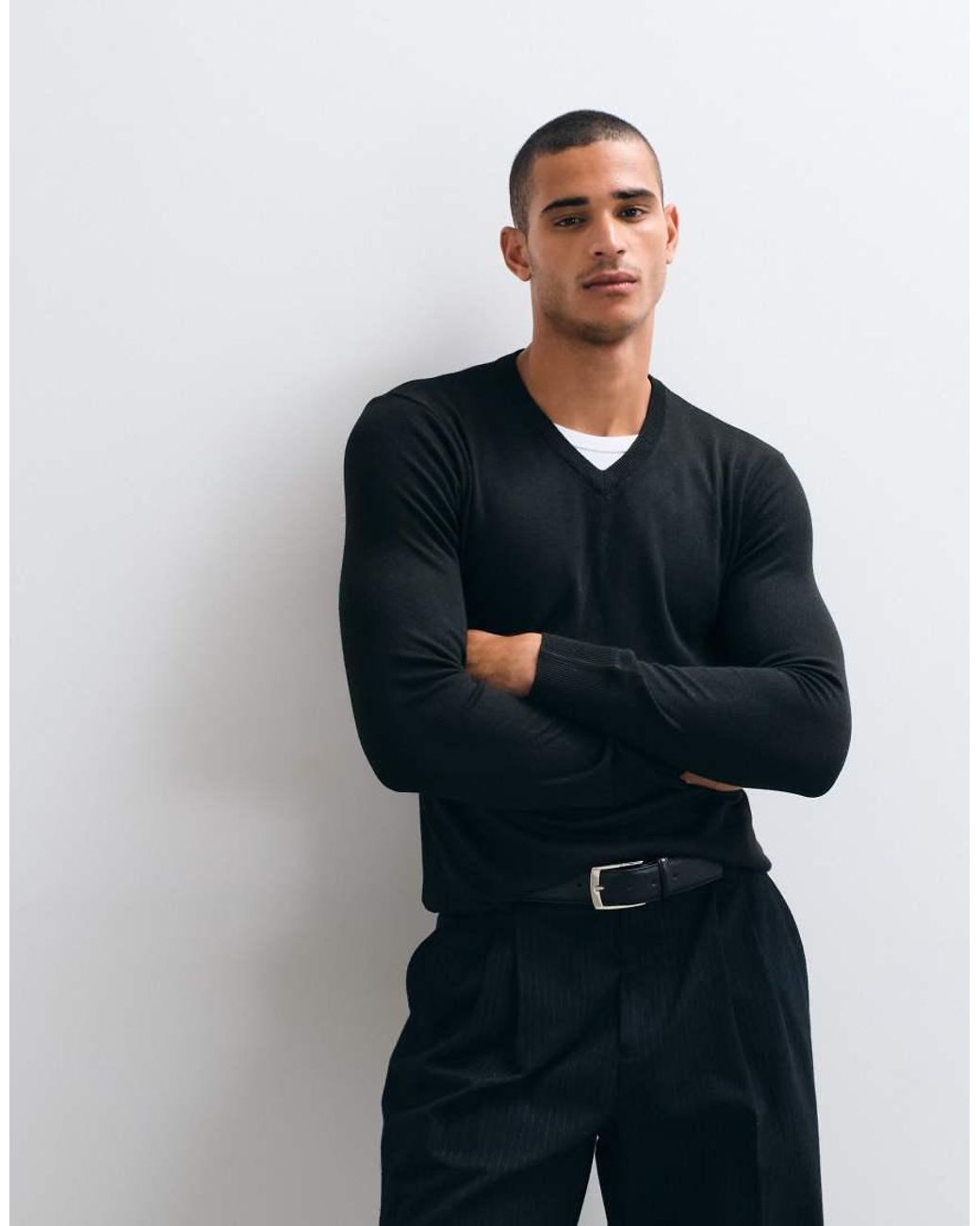 Brave Soul Blue V-neck Knit Sweater for men