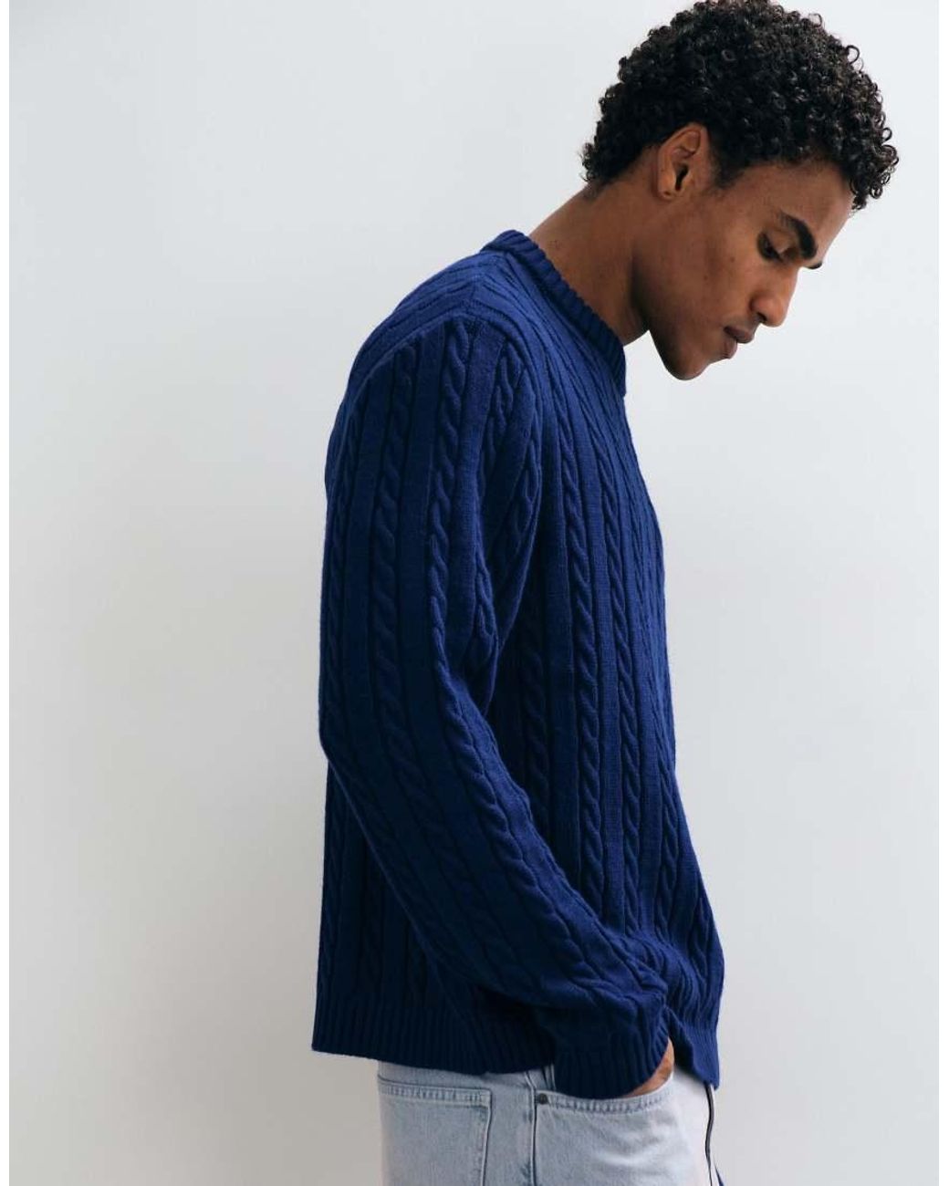 ASOS Blue Oversized Crew Neck Jumper for men