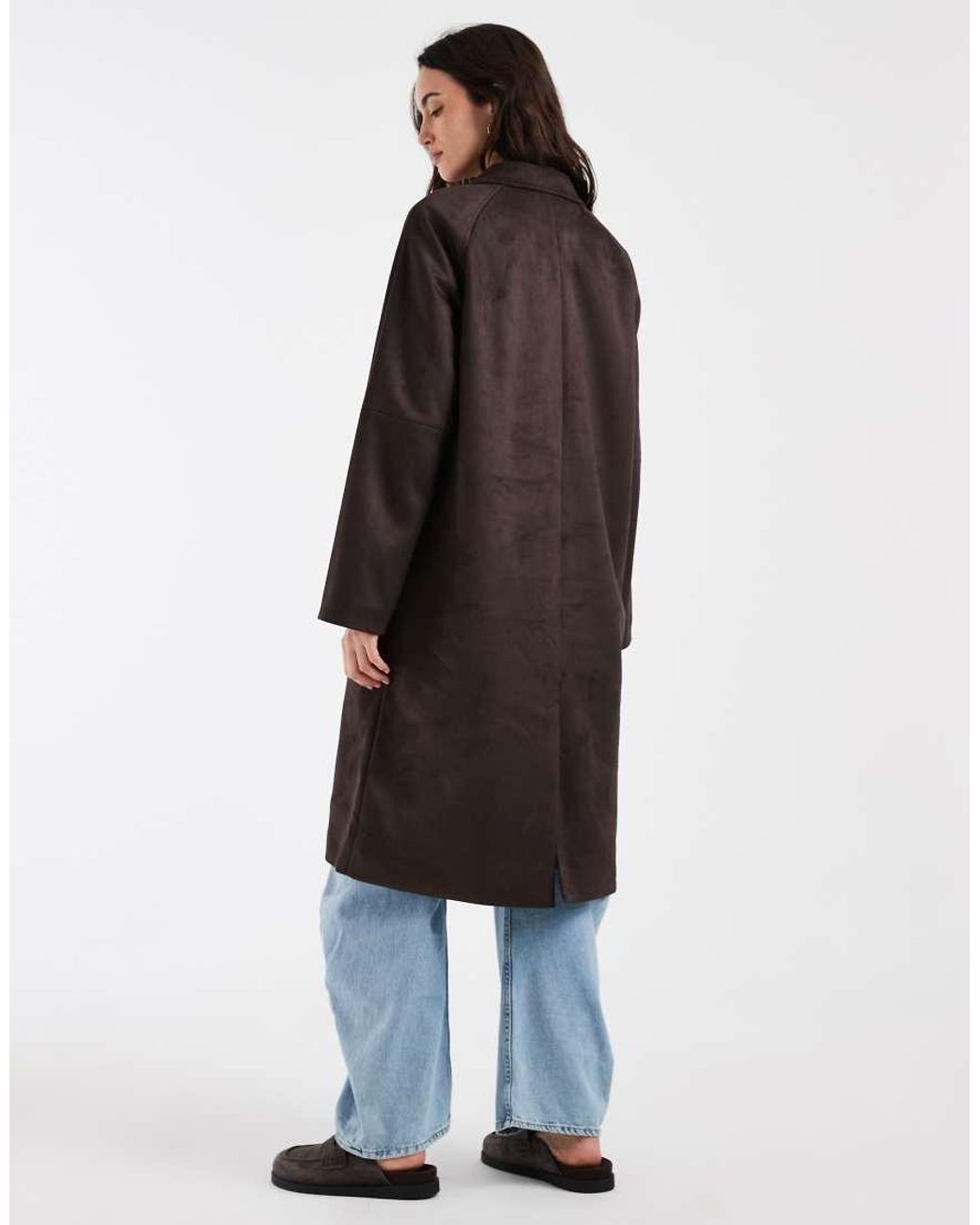 ONLY Black Faux Suede Mac Coat