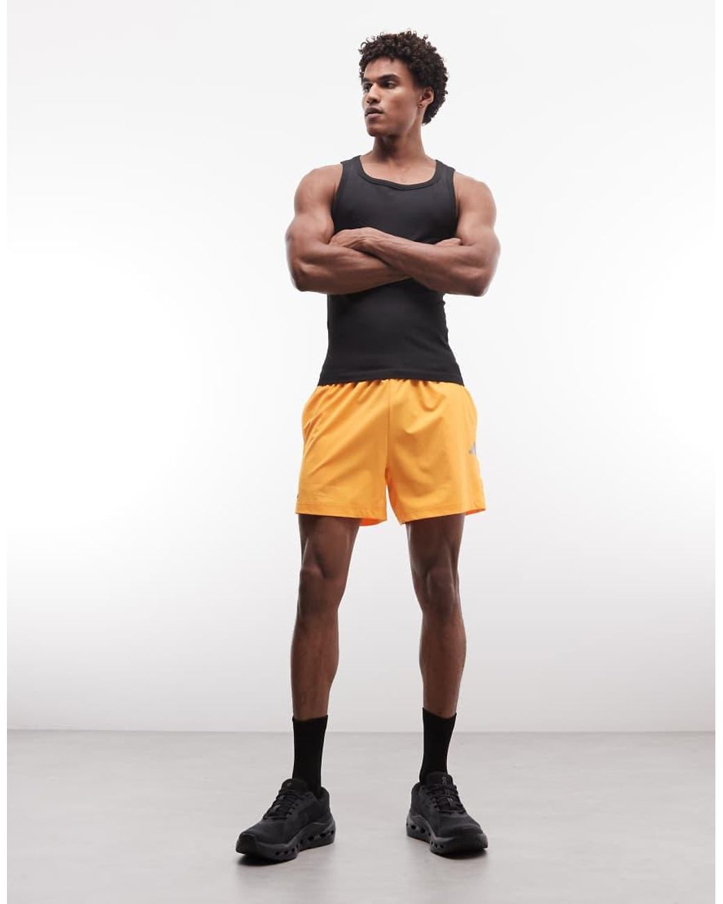 4505 Black Square Neck Slim Fit Seamless Rib Knit Training Tank Top for men