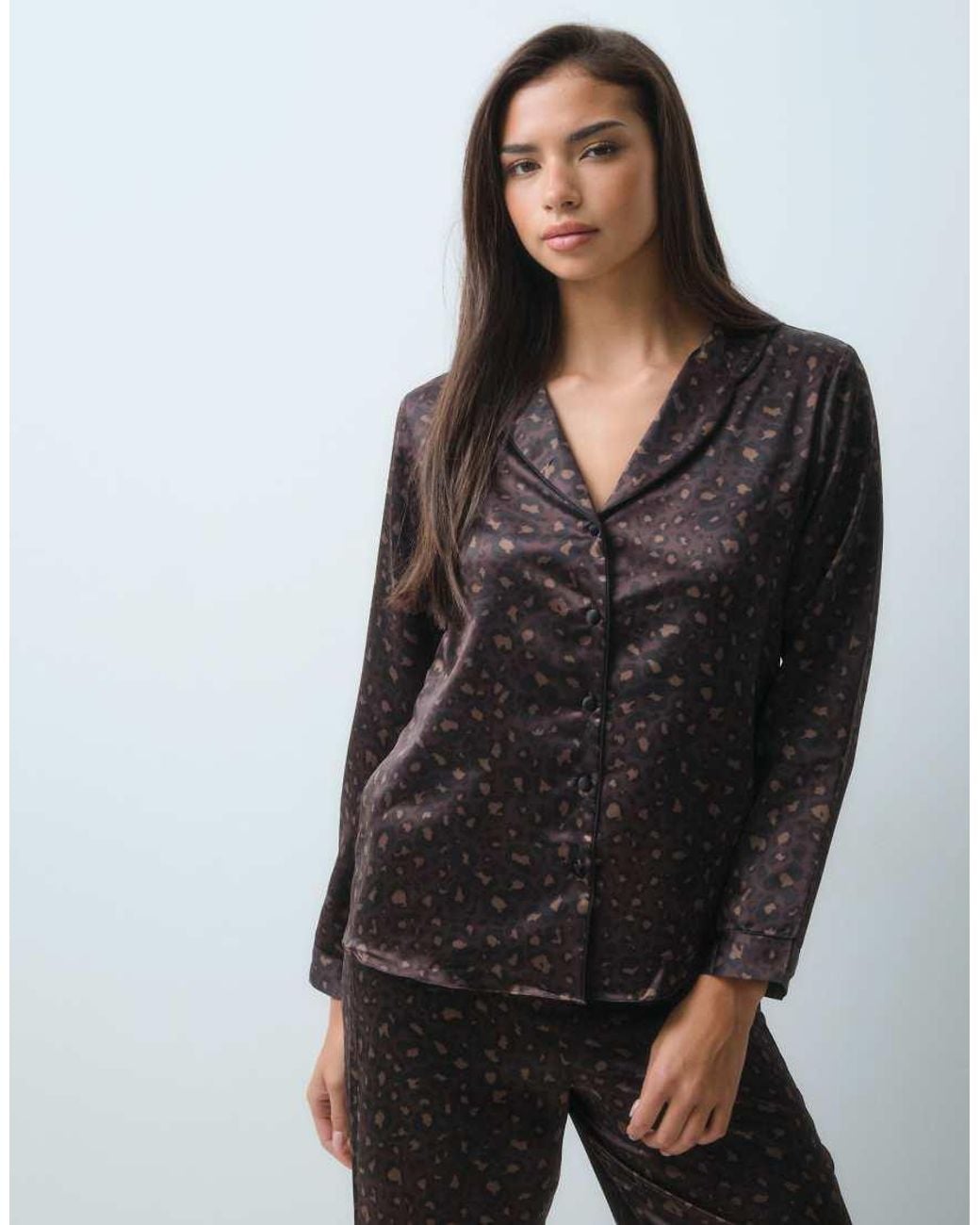 New Look Black Satin Revere Pyjamas