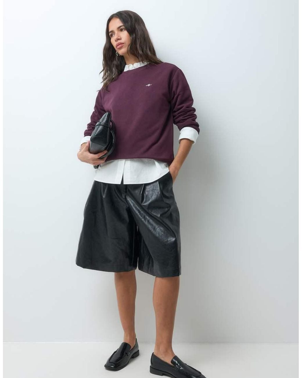 Gant Purple Shield Logo Crew Neck Sweatshirt