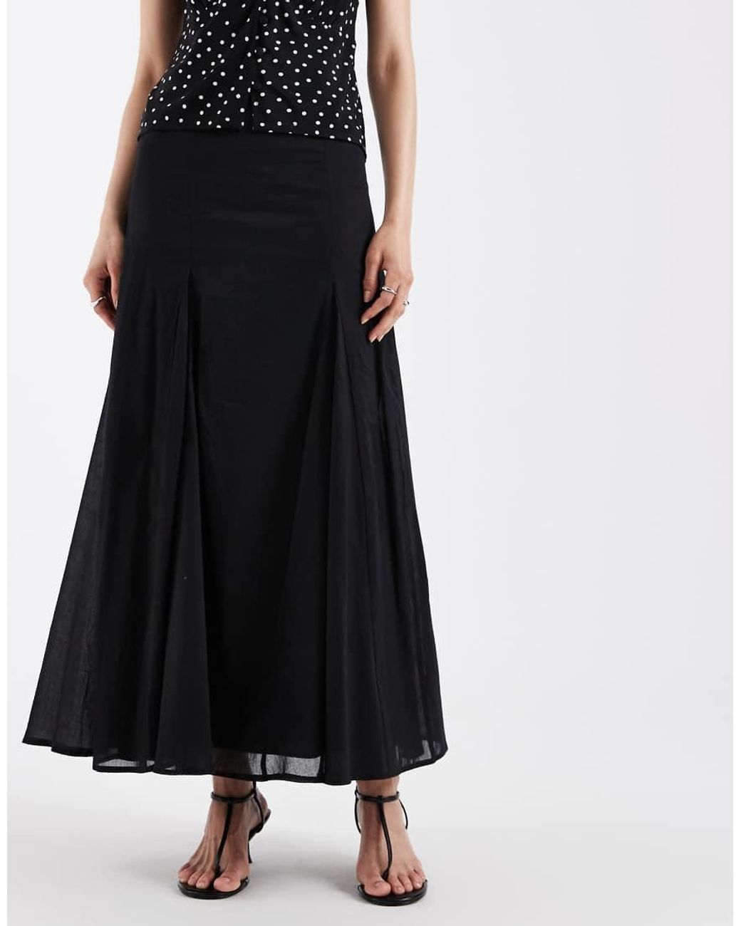 ASOS Black Cotton Godet Maxi Skirt