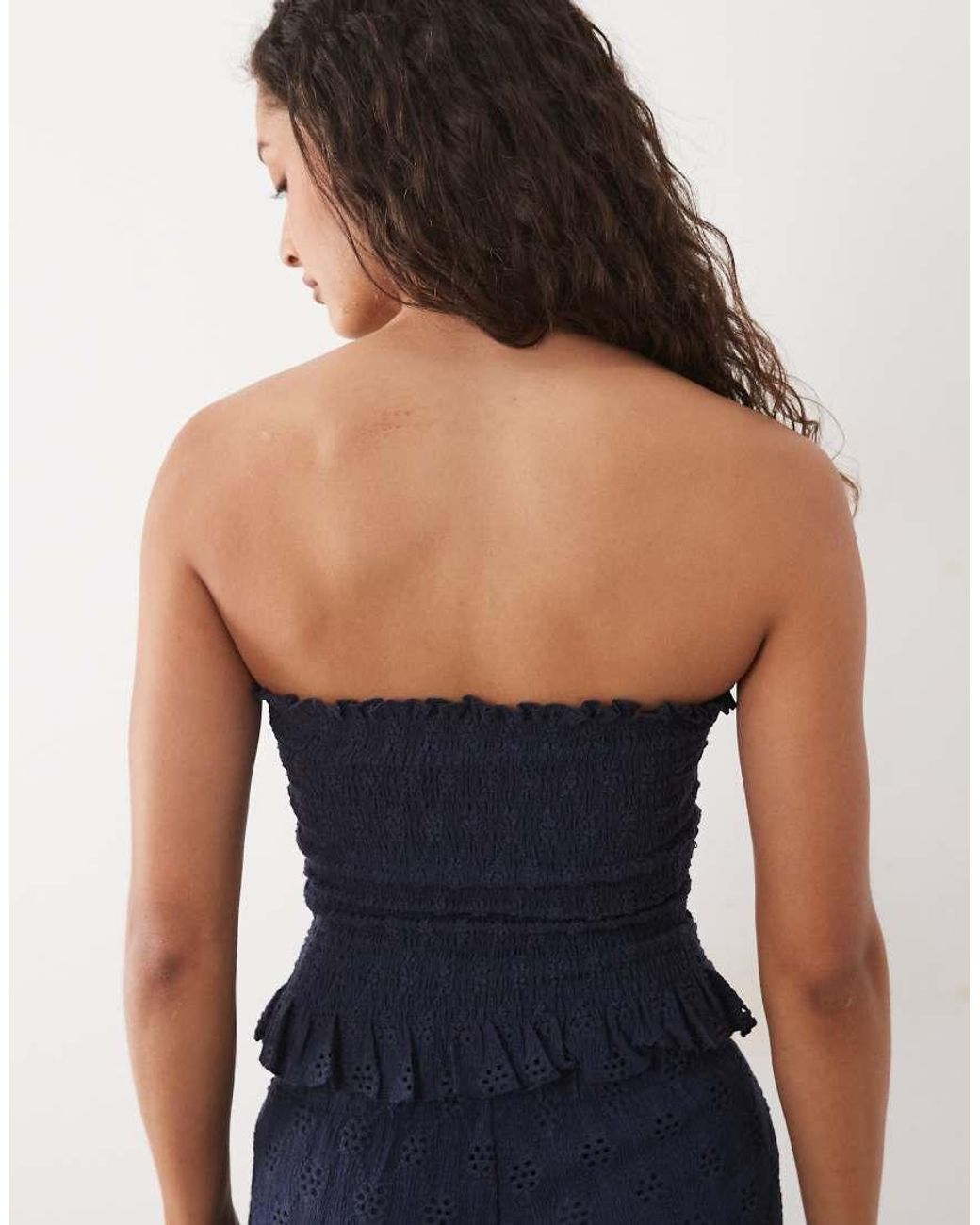 Mango Blue Teen Floral Embroidered Bandeau Top Co-ord