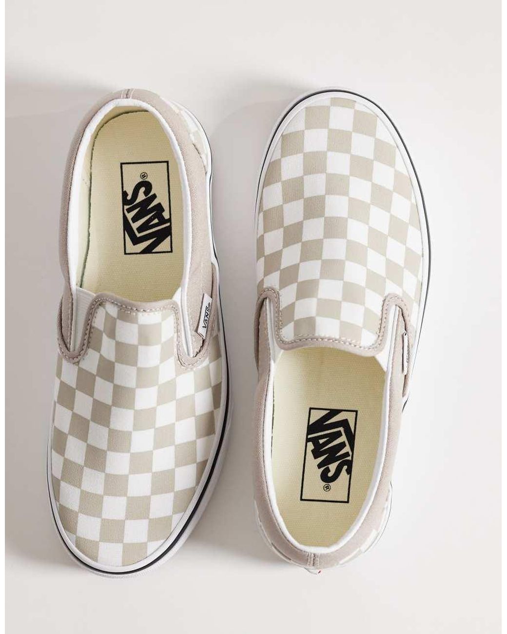 Vans White Slip-On Checkerboard Trainers