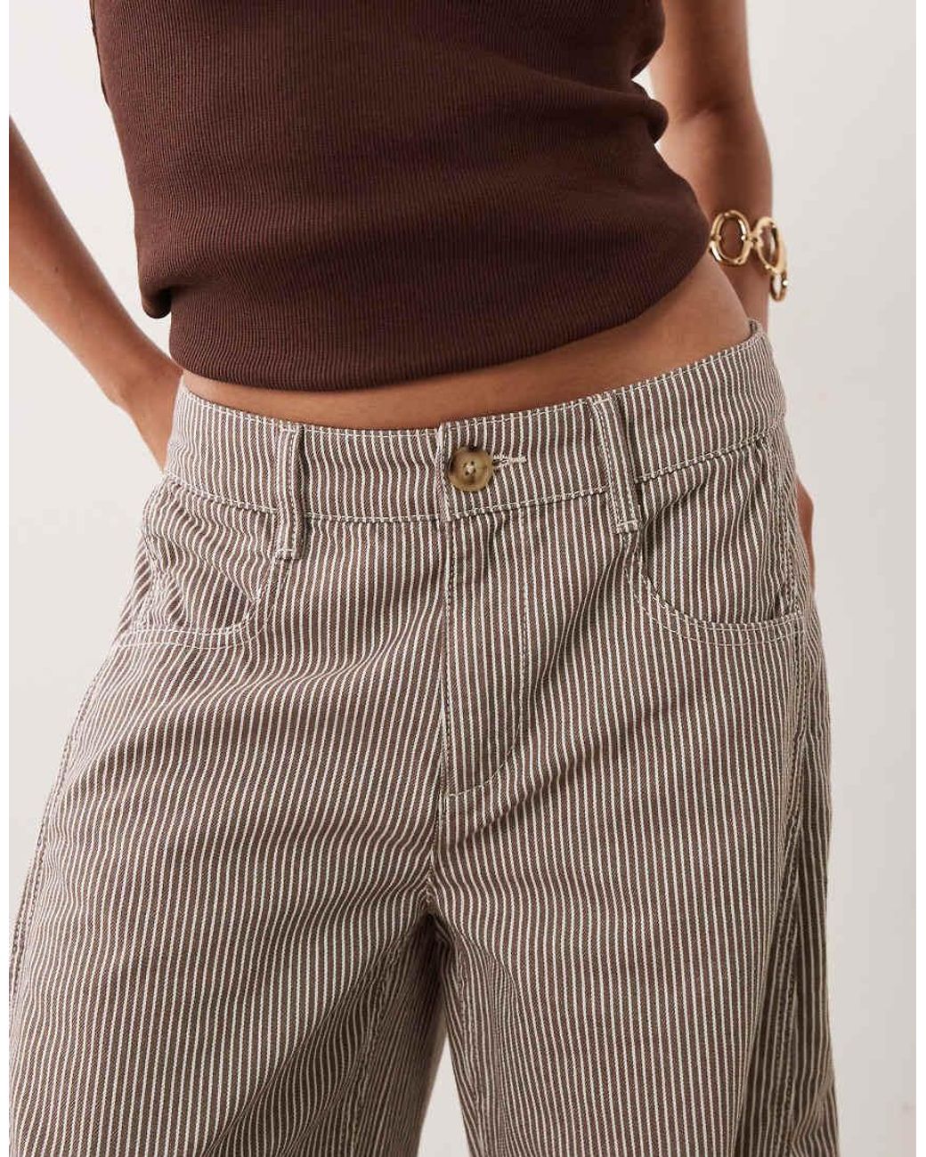 ASOS White Asos Design Petite Horseshoe Trousers With Tab Waist Detail