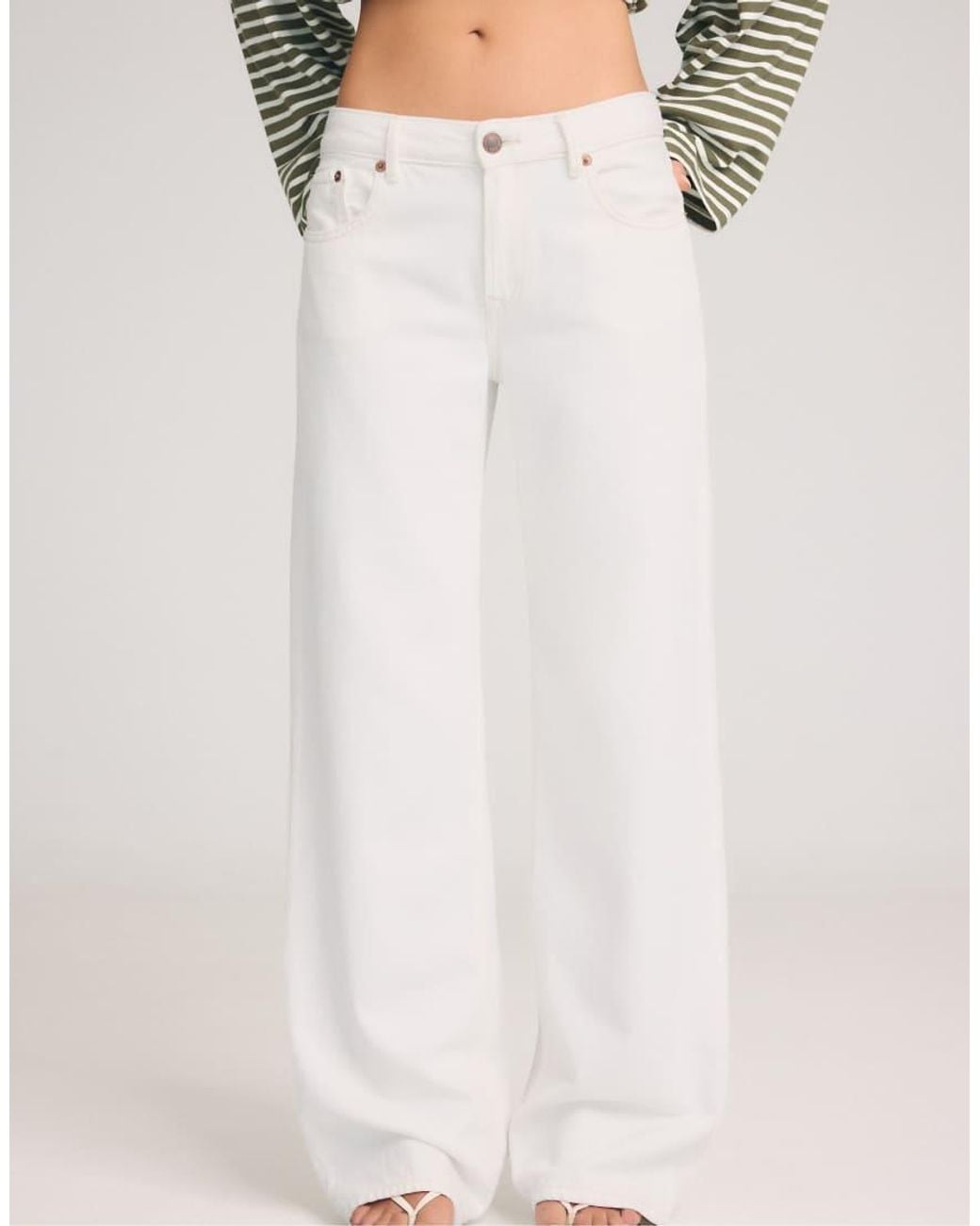 Stradivarius White D91 Low Wide-Leg Twill Jeans