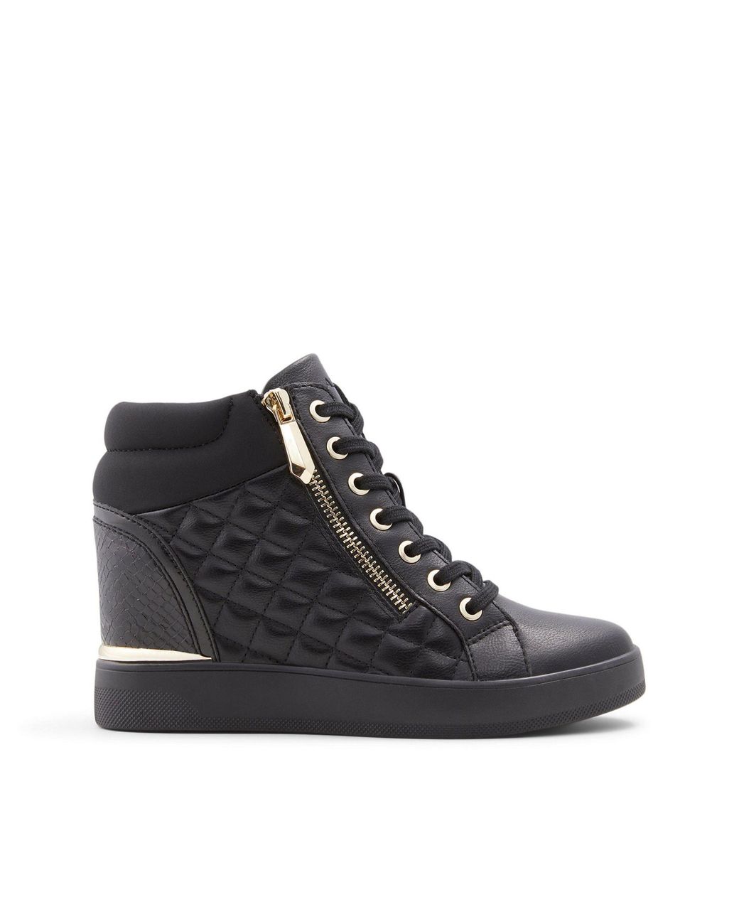 faux leather wedge sneakers