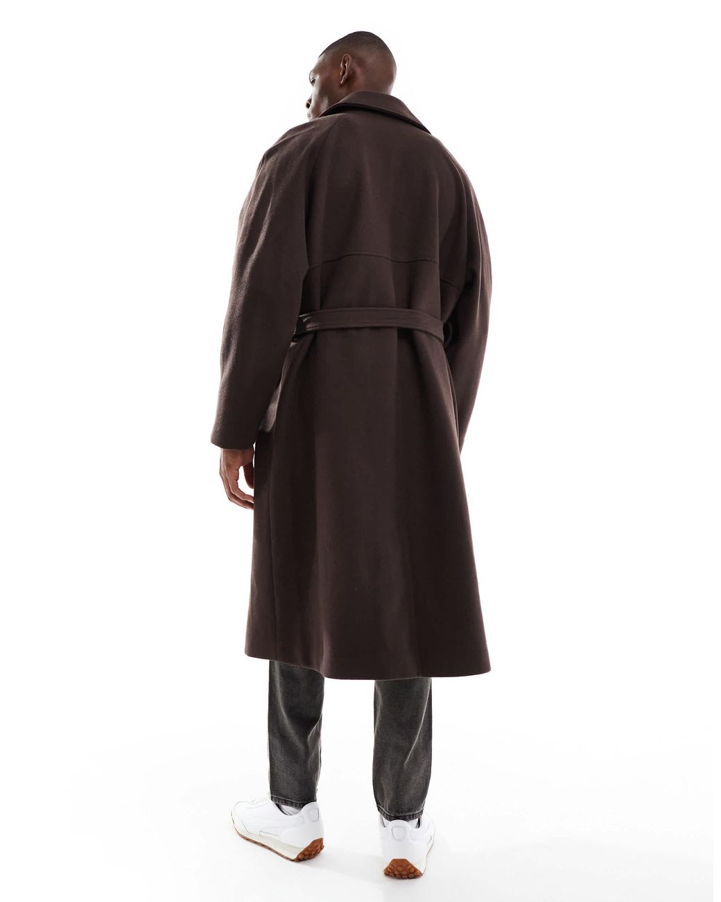 ASOS Brown Wool Look Oversized Overcoat for men