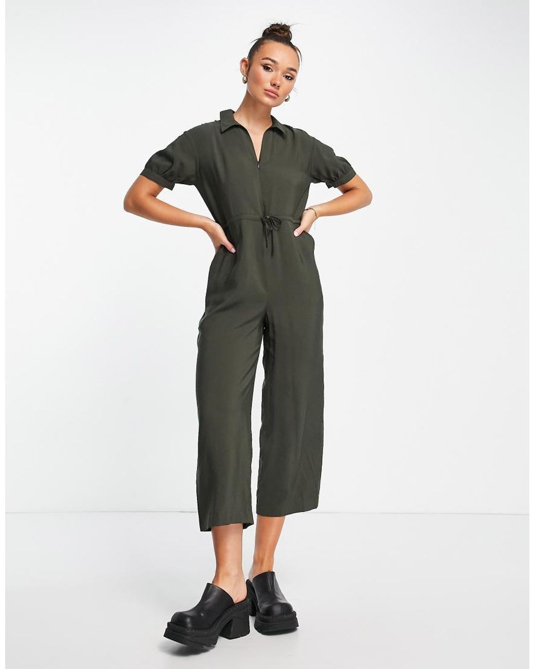 Whistles Green Short Sleeve Jumpsuit