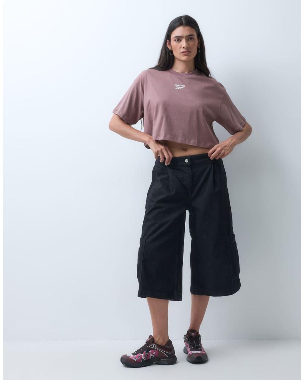Reebok Brown Id Cropped Box Fix T-Shirt