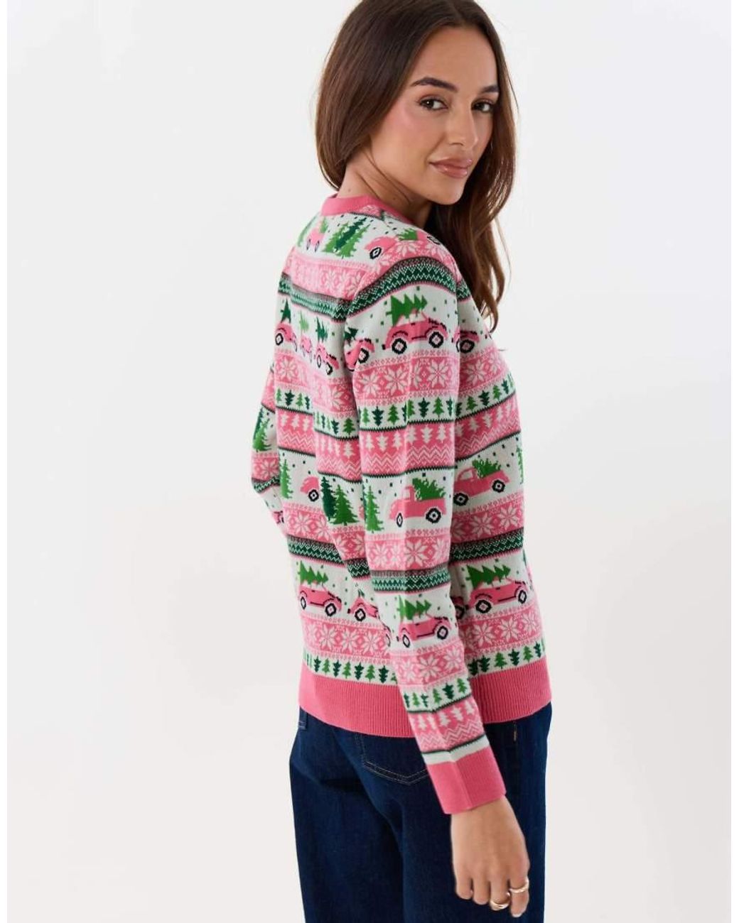 Threadbare Red Fairisle Driving Home For Christmas Jumper