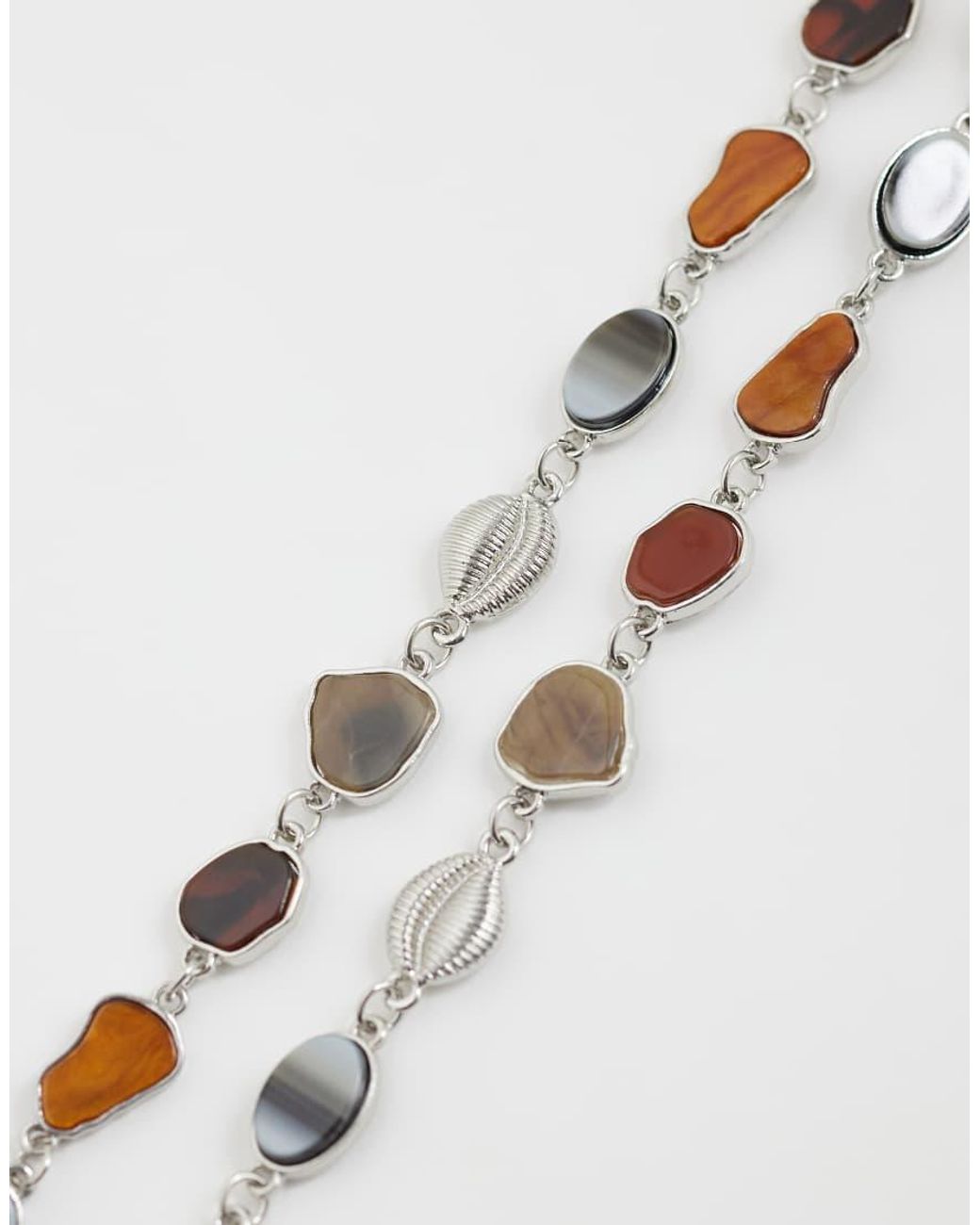 ASOS Metallic Charm And Stone Set Necklace for men