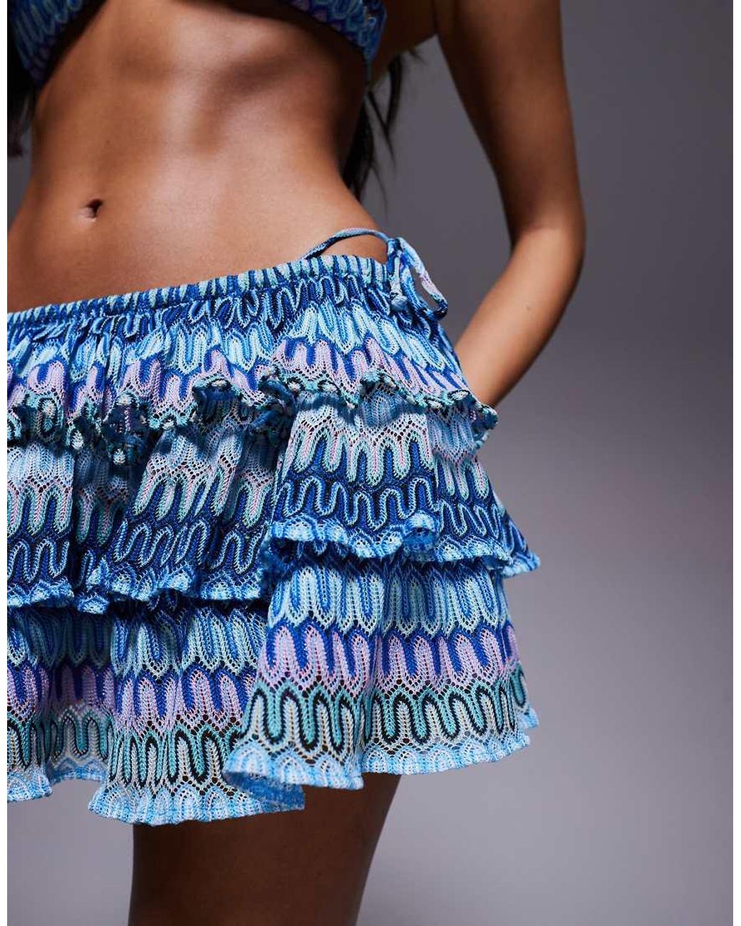 Candypants Blue Chevron Knit Mini Rara Skirt