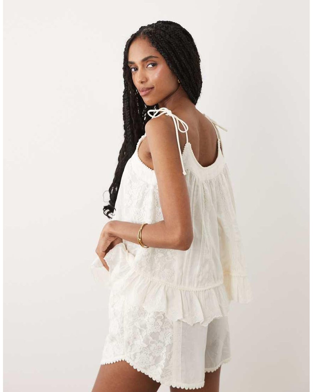 Miss Selfridge White Embroidered Cami Top Co-ord