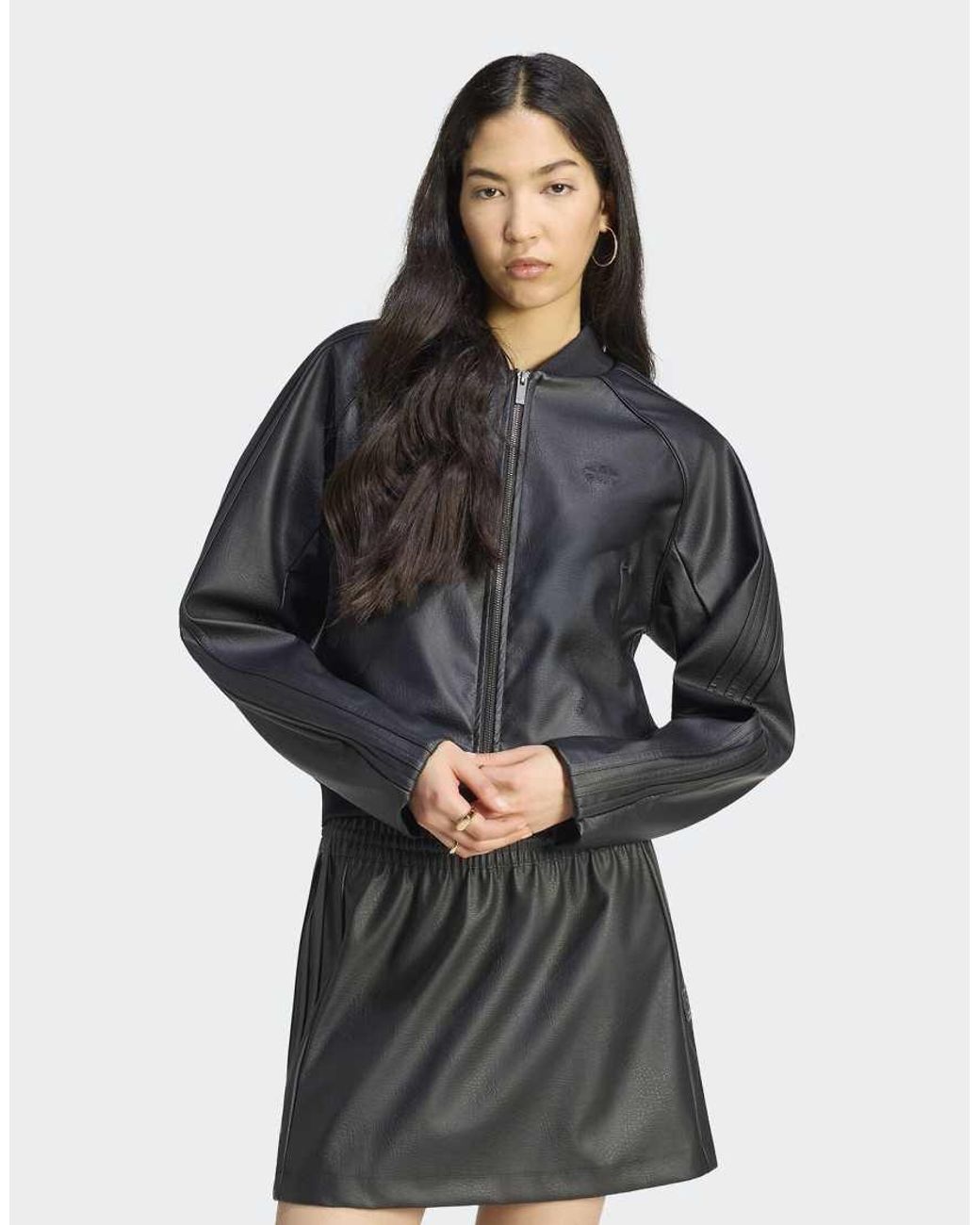 Adidas Originals Black Pleather Sst Tracktop