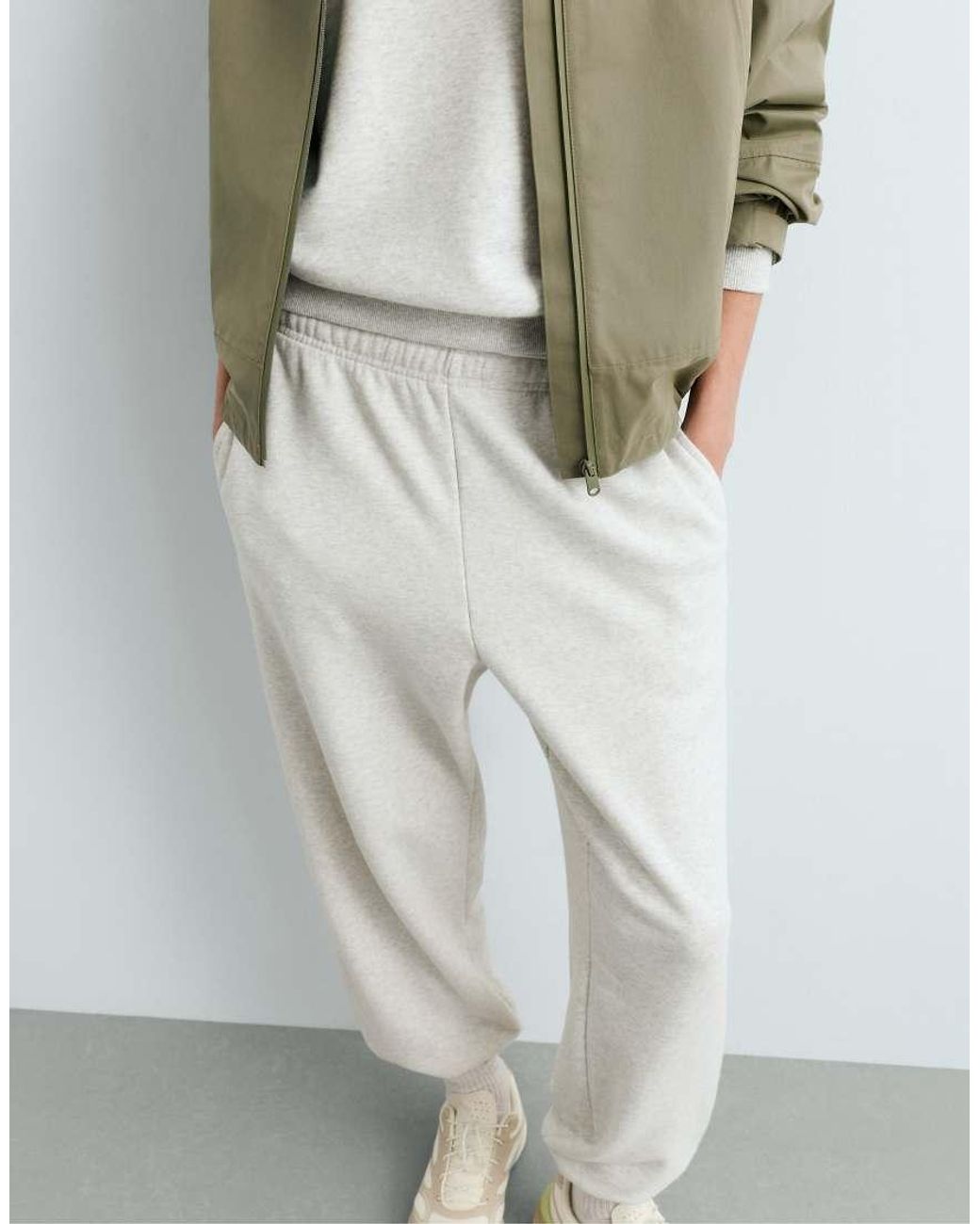 Oysho White Cotton jogger Trousers