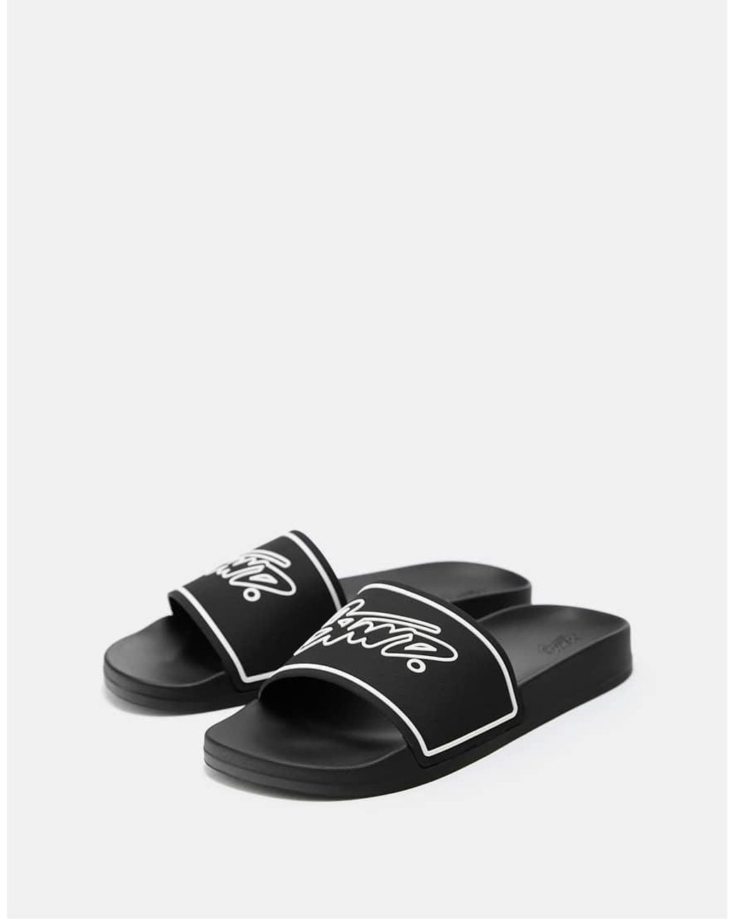 Pull&Bear White Stwd Rubberised Sandals for men