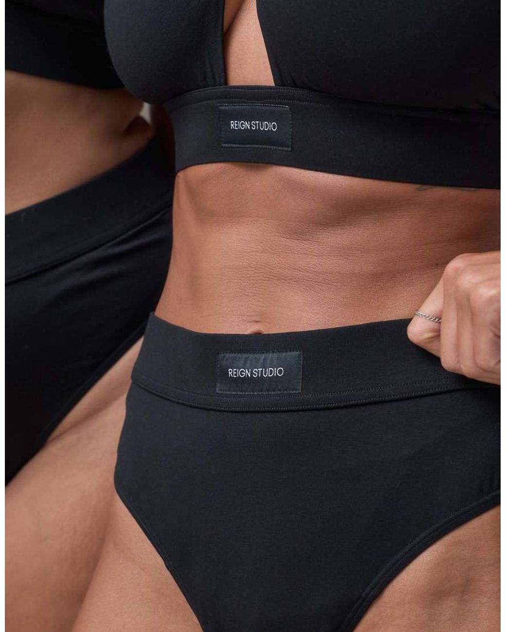RIEN STUDIO Black High Waisted Thong