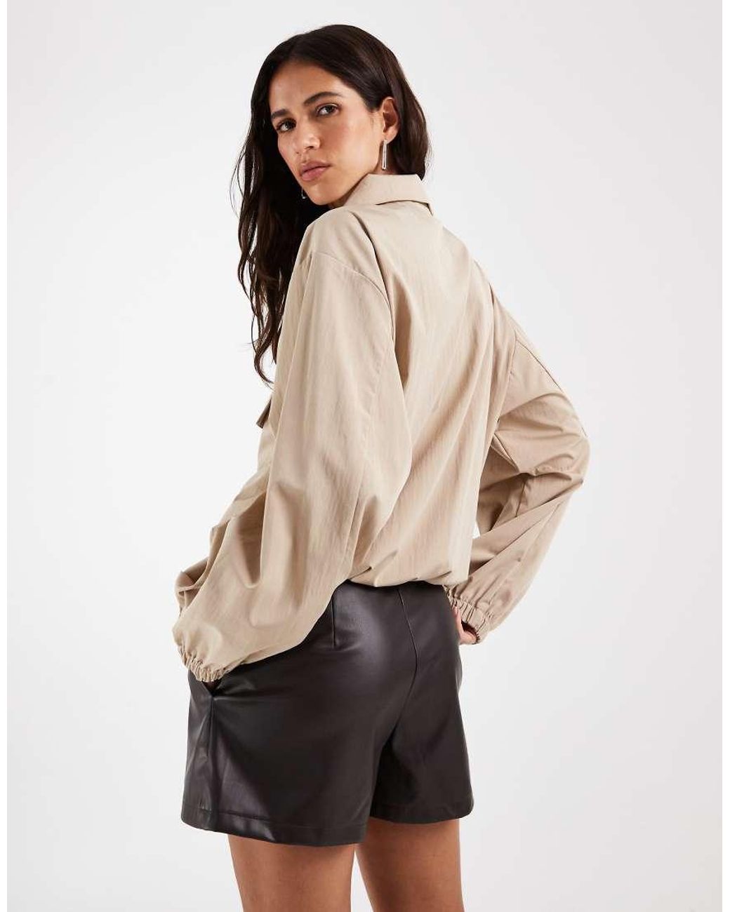 ASOS Brown Tailored Faux Leather Micro Shorts
