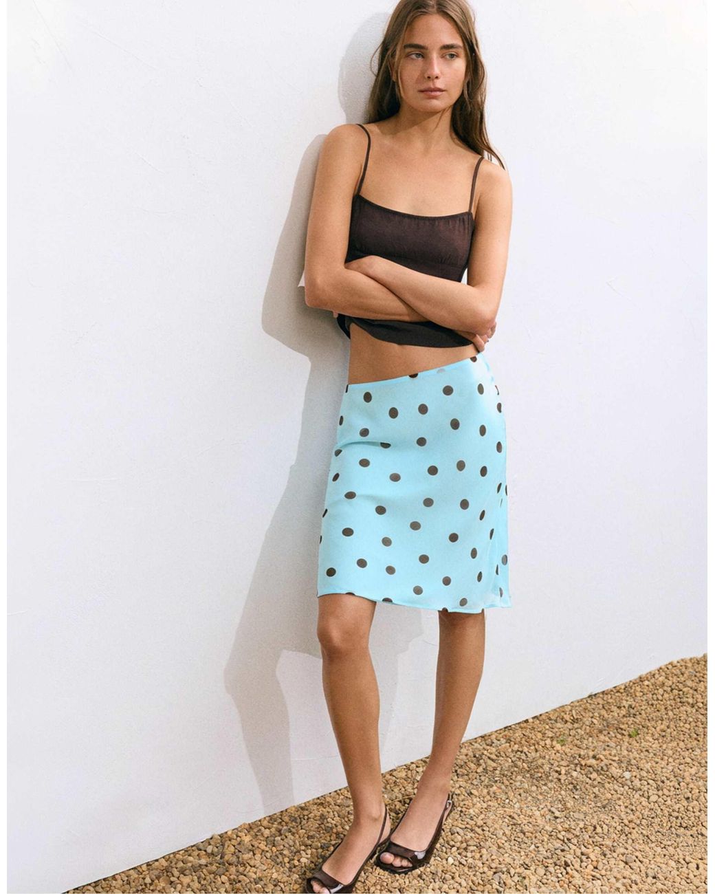 Pull&Bear White Gepunkteter gerader rock