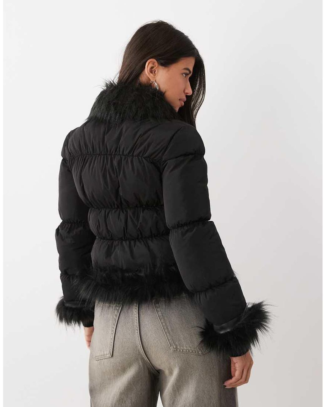 I.AM.GIA Black Billie Faux Fur Trim Hook And Eye Closure Puffer Jacket