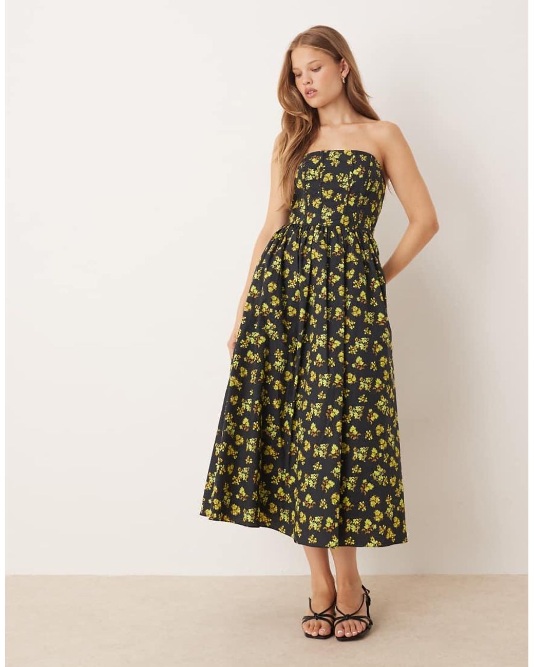 True Decadence Green Strapless Corset Midi Dress