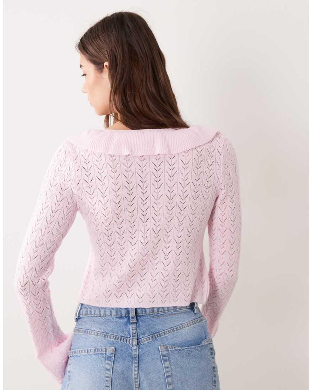 Miss Selfridge White Frill Knitted Tie Front Cardigan
