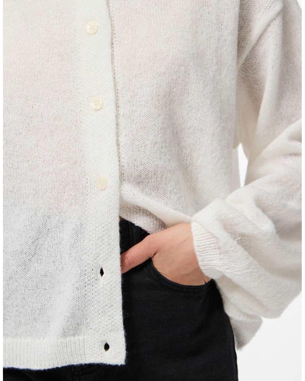 Pieces White Knitted Cardigan