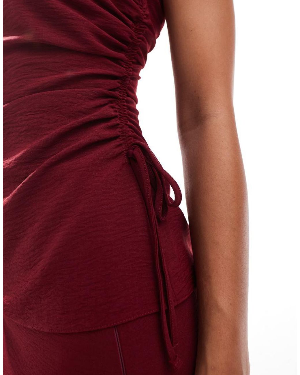 ASOS Red Ruched Side Detail Bandeau Co-ord Top